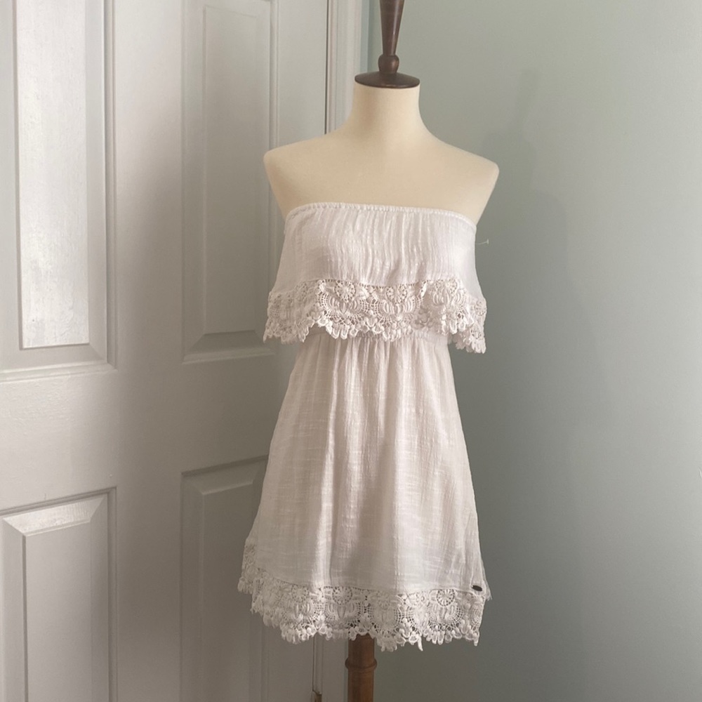 Boho babydoll strapless mini dress